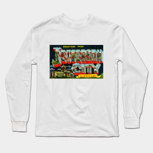 Greetings from Jefferson City, Missouri - Vintage Large Letter Postcard Long Sleeve T-Shirt
